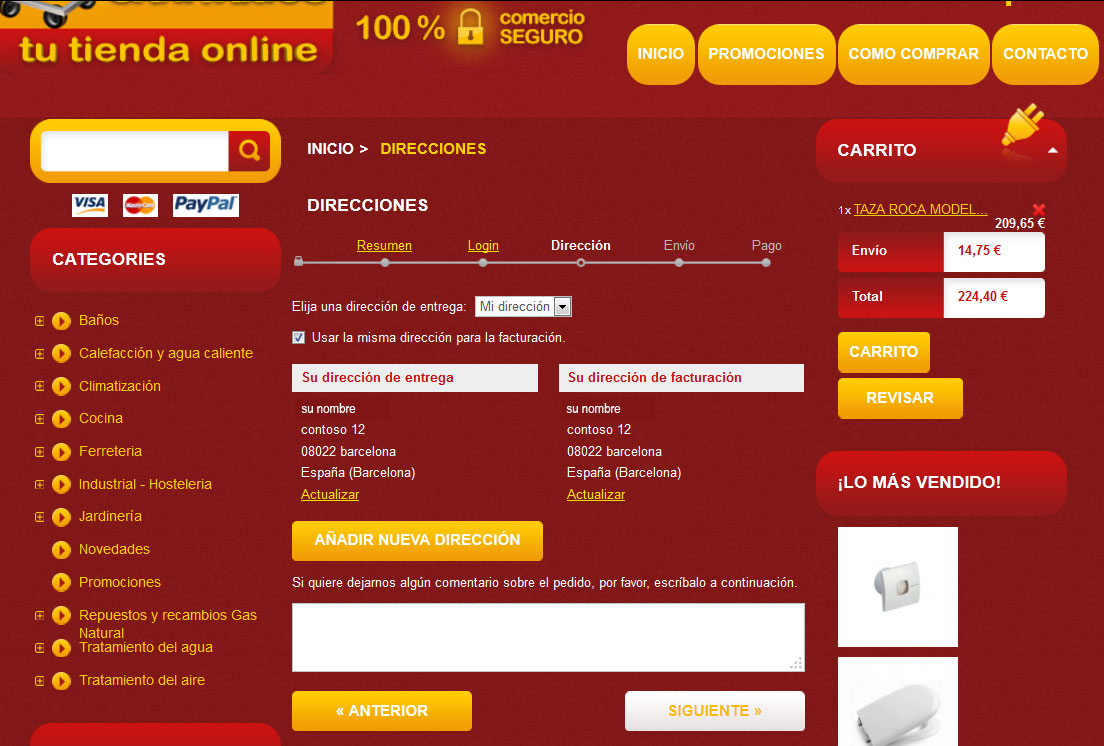 Producto como comprar Selección de producto a comprar