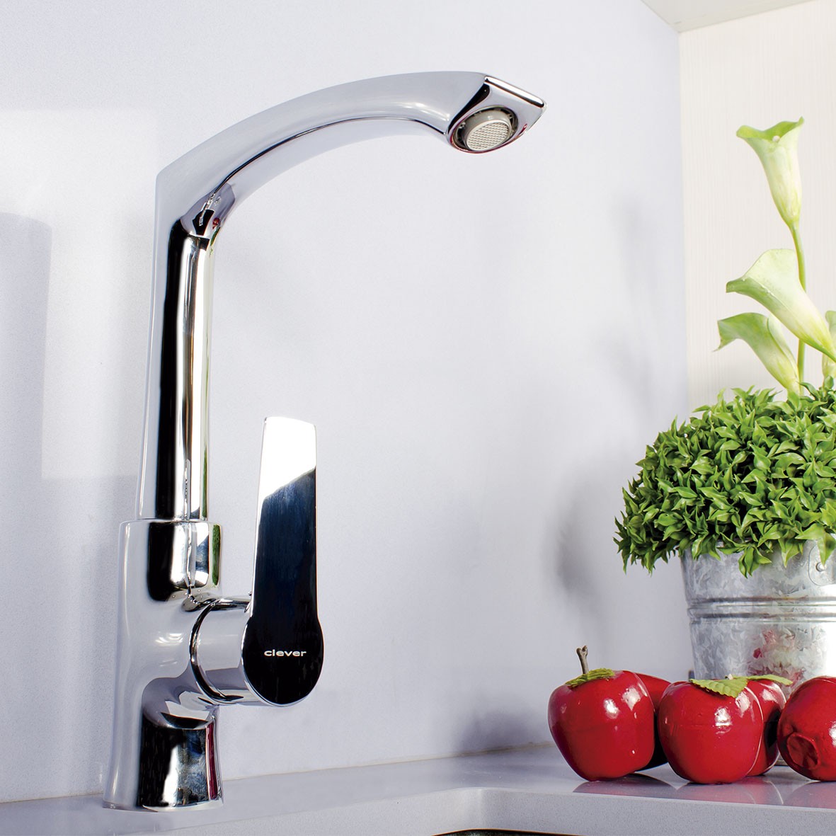 grifo cocina monomando cromado brillante clever agora elegance