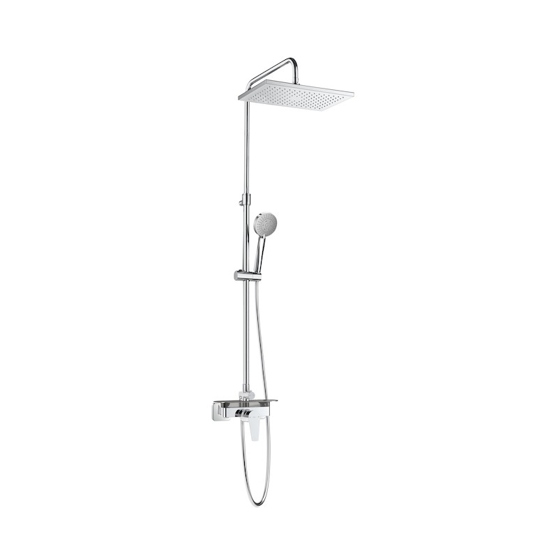 Columna de ducha monomando con rociador cuadrado y barra extensible de 79 a  129 cm B Sens Bath Stage