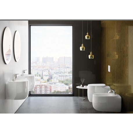 LAVABO CON SEMI PEDESTAL INTEGRADO FINECERAMIC BEYOND ROCA A3270B1000