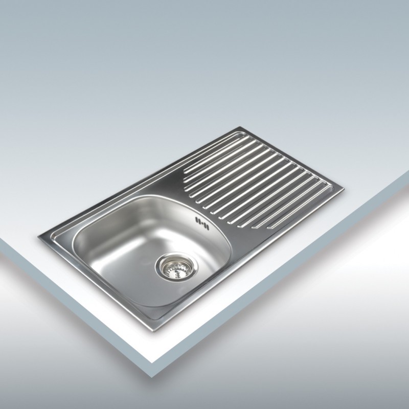 fregadero inox sobre encimera