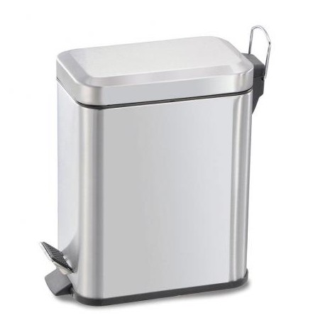 CUBO DE BASURA BAÑO CON PEDAL 5L RECTANGULAR ACERO INOX HABITEX