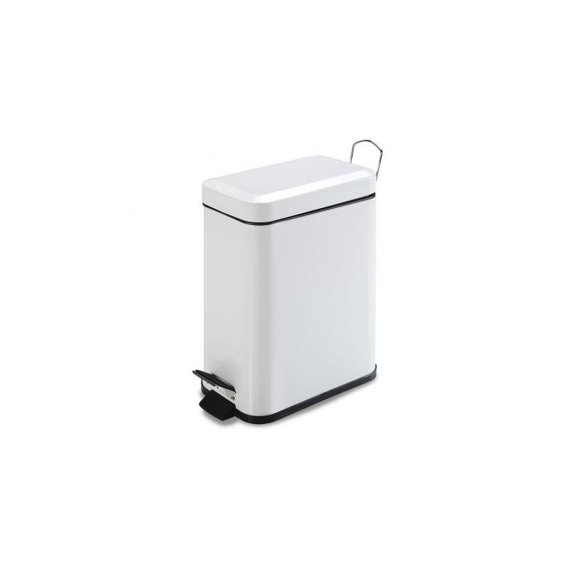 cubo de basura baño con pedal 5l rectangular blanco habitex