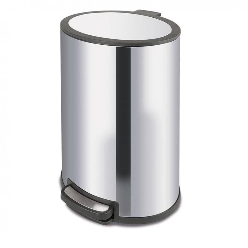 cubo de basura baño con pedal 40l ovalado acero inox antihuella habitex