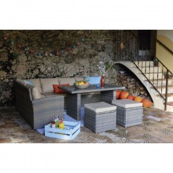 CONJUNTO JARDIN BALI SOFA RINCONERO PUFS MESA RATAN SINTETICO