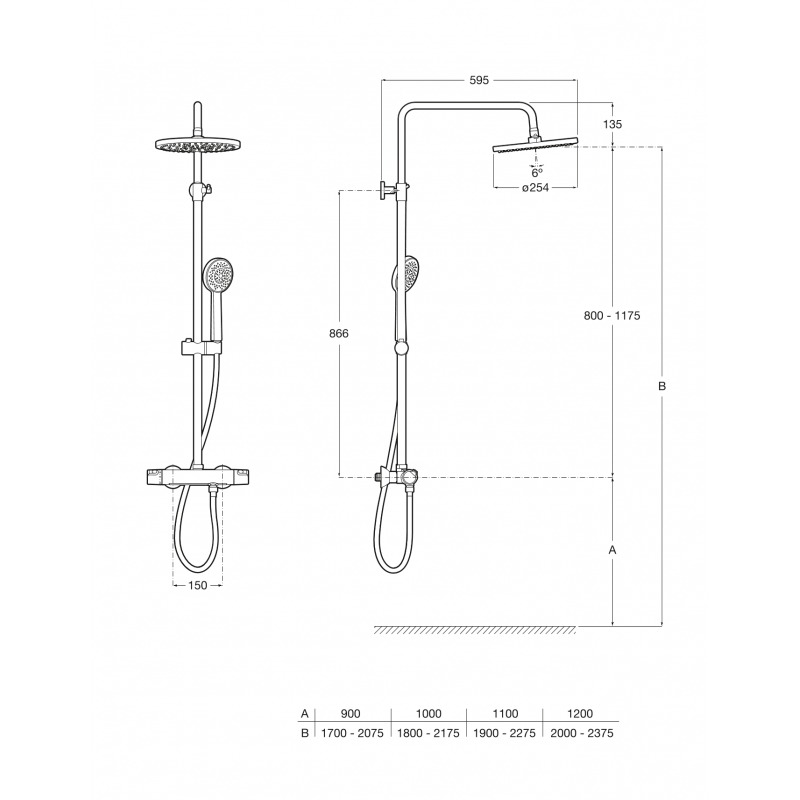 Roca - Columna de ducha Victoria termostática regulable A5A2F18C00