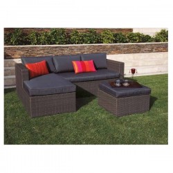 CONJUNTO DE JARDIN LANZAROTE II CON SOFA CHAISE LONGUE RATAN