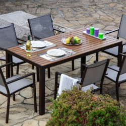 CONJUNTO DE JARDIN ORLANDO MARRON CHOCOLATE MESA 4 SILLAS