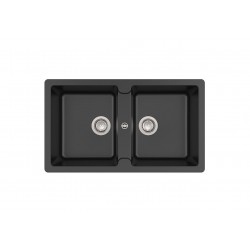 FREGADERO SOBRE ENCIMERA DOS CUBETAS QUARZEX BERGEN 85 2C ROCA 860X500X200