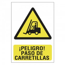 SEÑAL DE PELIGRO PASO DE CARRETILLAS 210X297 PVC