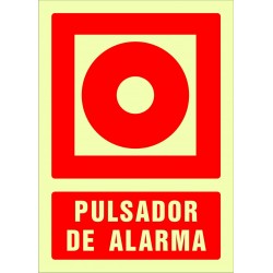 SEÑAL CONTRA INCENDIOS PULSADOR DE ALARMA pvc 210x297 SERIGRAFIA MATARO