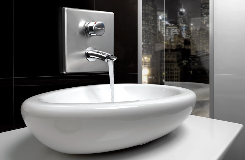 grifo lavabo mural temporizado presto arte cm 66900