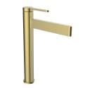 GRIFO MONOMANDO LAVABO 225 CAÑO ALTO VELVET II CLEVER ORO CEPILLADO 61947