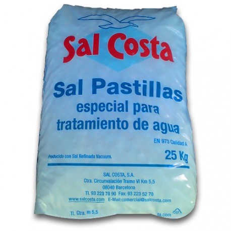 Sal para Descalcificador agua Domestico en pastillas I Saco 25kg  |Rendimiento Maximo y Disolucion Progresiva