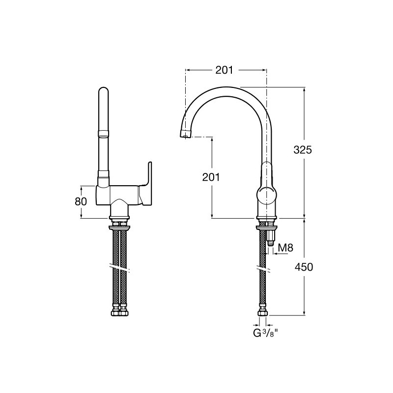 GRIFO COCINA ROCA CAÑO ABATIBLE L20